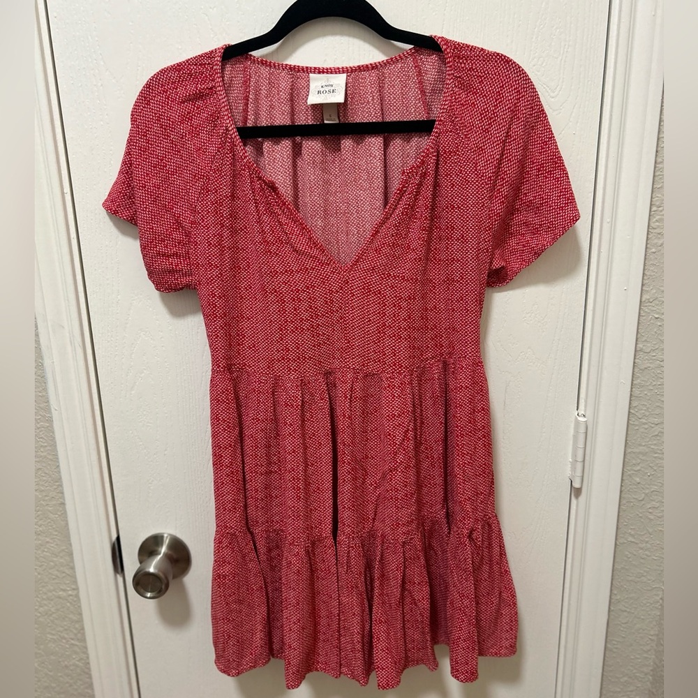 Knox Rose Red Polka Dot Tiered Mini Dress Short Sleeve  Size Small retro pinup